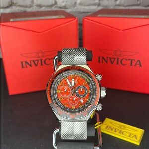 Invicta Racing Silver and Red Chronograph Watch